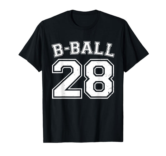 B Ball Basketball Player Number 28 T-Shirt - Novelty Apparel Men Women - T-Shirt, Sweatshirt, Hoodie