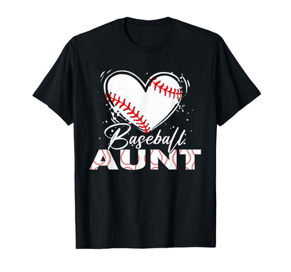 Baseball Aunt Baseball Heart T-Shirt - Casual Everyday Wear Men Women - T-Shirt, Sweatshirt, Hoodie