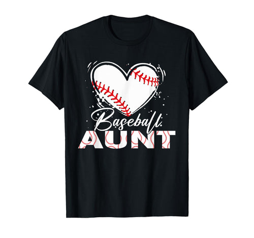 Baseball Aunt Baseball Heart T-Shirt - Casual Everyday Wear Men Women - T-Shirt, Sweatshirt, Hoodie