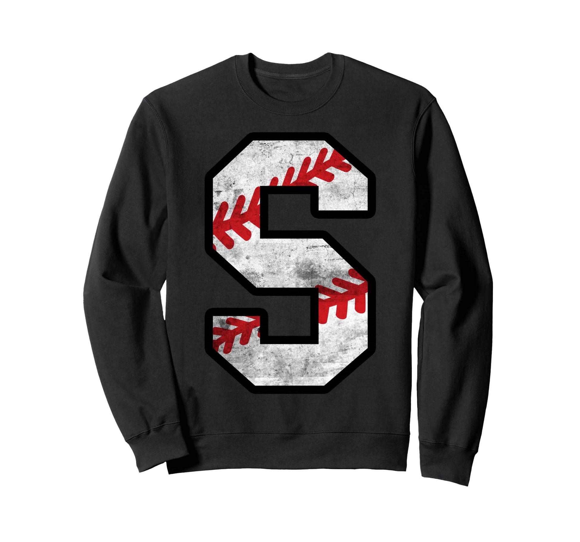 Distressed Baseball Letter S Sweatshirt - Fun Novelty Design Unisex - T-Shirt, Sweatshirt, Hoodie