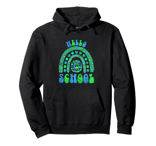 Hello School Earth Leopard Rainbow Hoodie - Novelty Apparel Unisex - T-Shirt, Sweatshirt, Hoodie