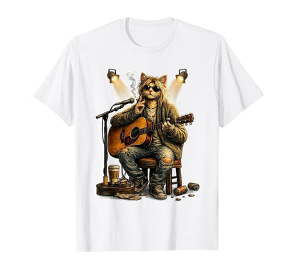 Funny Cat Playing Guitar Grunge Rock T-Shirt - Streetwear Style Men Women - T-Shirt, Sweatshirt, Hoodie