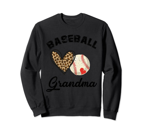 Baseball Grandma Leopard Heart Mothers Sweatshirt - Novelty Apparel Unisex - T-Shirt, Sweatshirt, Hoodie