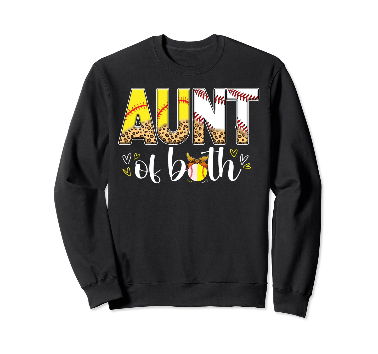 Aunt Both Leopard Baseball Softball Sweatshirt - Graphic Print for Adults - T-Shirt, Sweatshirt, Hoodie