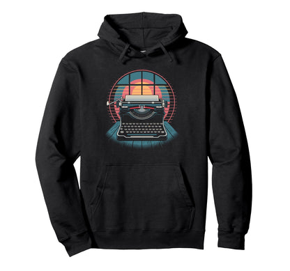 Typewriter 80S Writer Author Typist Hoodie - Custom Art Print Men Women - T-Shirt, Sweatshirt, Hoodie