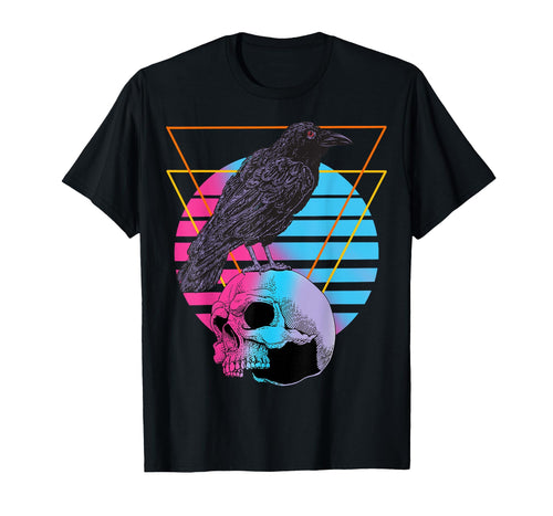Black Crow Raven Bird Vaporwave Skull T-Shirt - Novelty Apparel Unisex - T-Shirt, Sweatshirt, Hoodie