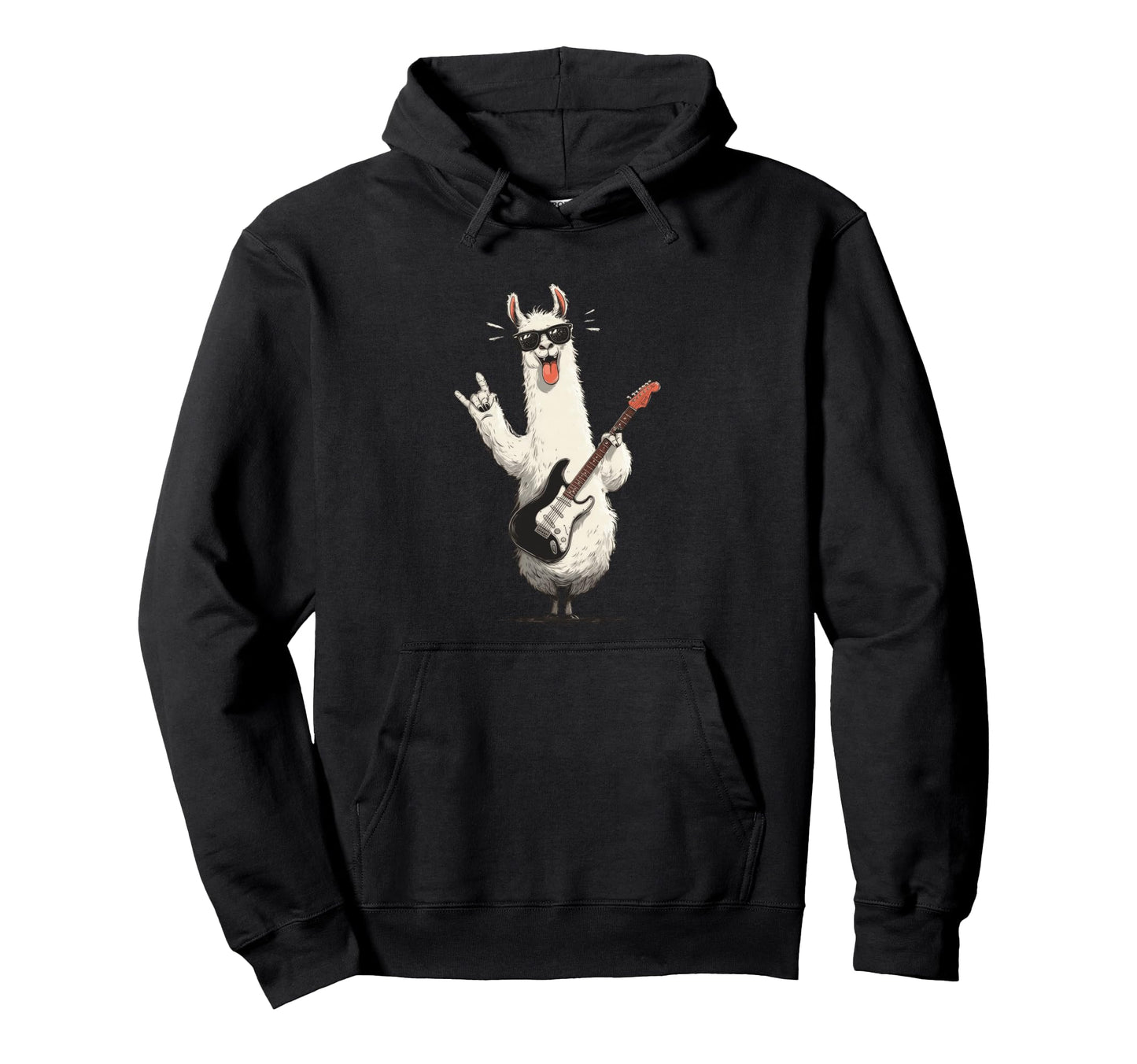 Llama Playing Guitar Rock Music Hoodie - Streetwear Style Men Women - T-Shirt, Sweatshirt, Hoodie