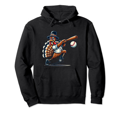 Baseball Turkey Funny Thanksgiving Hoodie - Aesthetic Graphic Unisex - T-Shirt, Sweatshirt, Hoodie