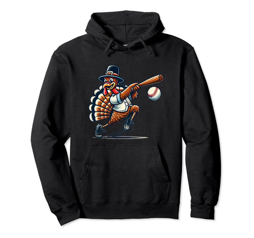 Baseball Turkey Funny Thanksgiving Hoodie - Aesthetic Graphic Unisex - T-Shirt, Sweatshirt, Hoodie