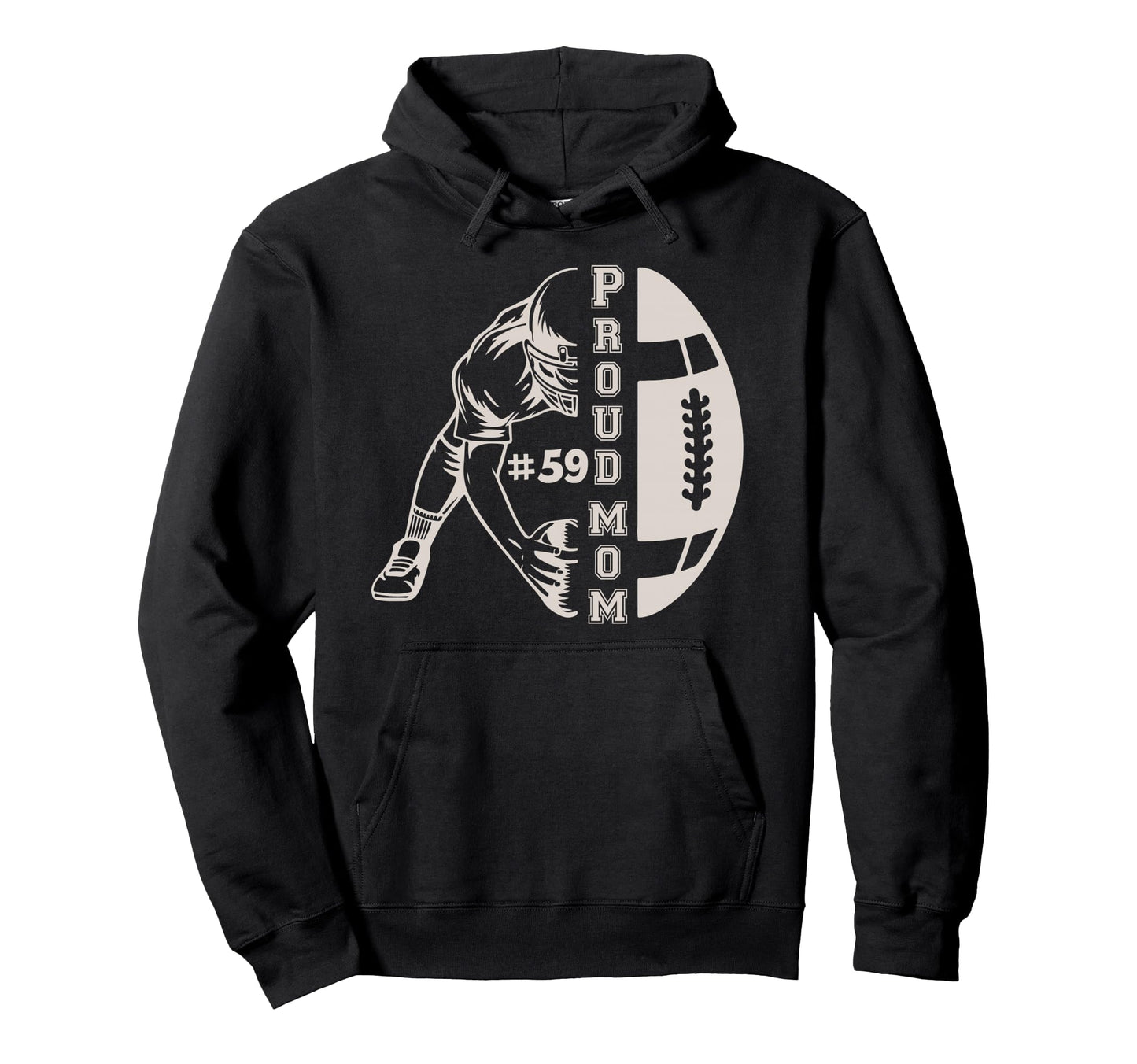 Customized Proud Football Mom Number 59 Hoodie - Unique Graphic Men Women - T-Shirt, Sweatshirt, Hoodie