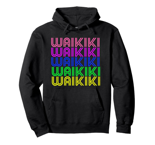 Waikiki Beach Hawaii Stacked Rainbow Hoodie - Custom Art Print for Adults - T-Shirt, Sweatshirt, Hoodie