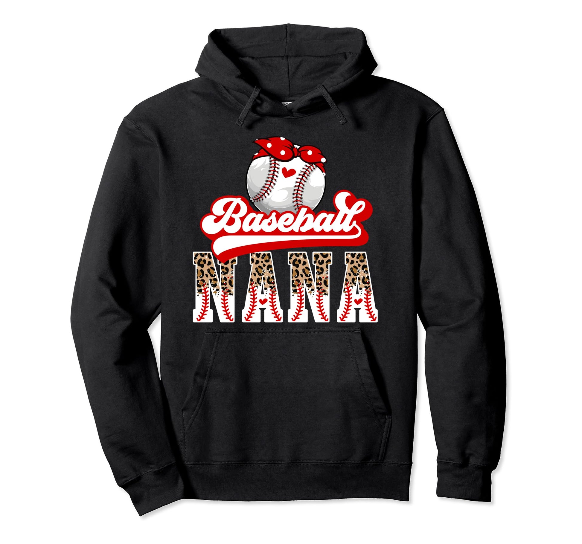 Baseball Nana Leopard Grandma Nana Hoodie - Minimalist Print Men Women - T-Shirt, Sweatshirt, Hoodie