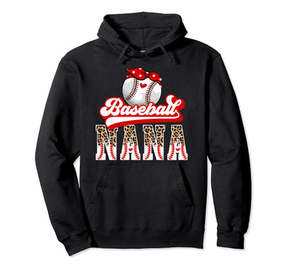 Baseball Nana Leopard Grandma Nana Hoodie - Minimalist Print Men Women - T-Shirt, Sweatshirt, Hoodie