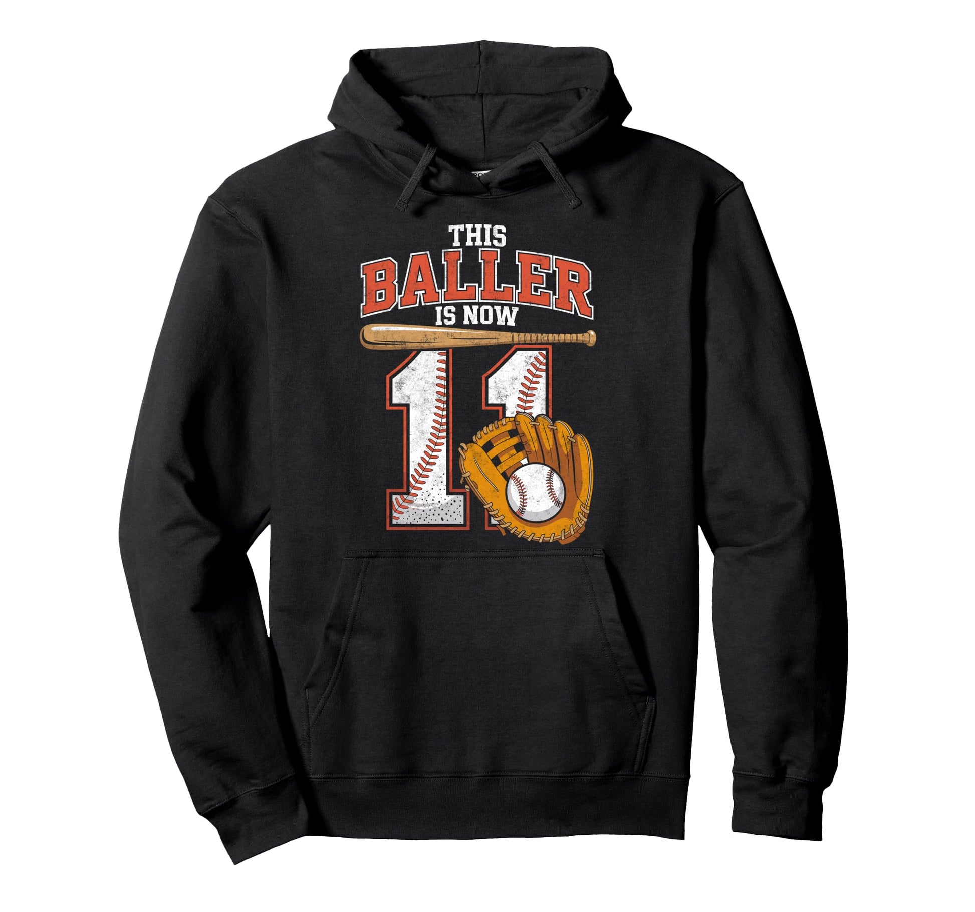 This Baller Is Now 11 Year Baseball Hoodie - Minimalist Print Unisex - T-Shirt, Sweatshirt, Hoodie