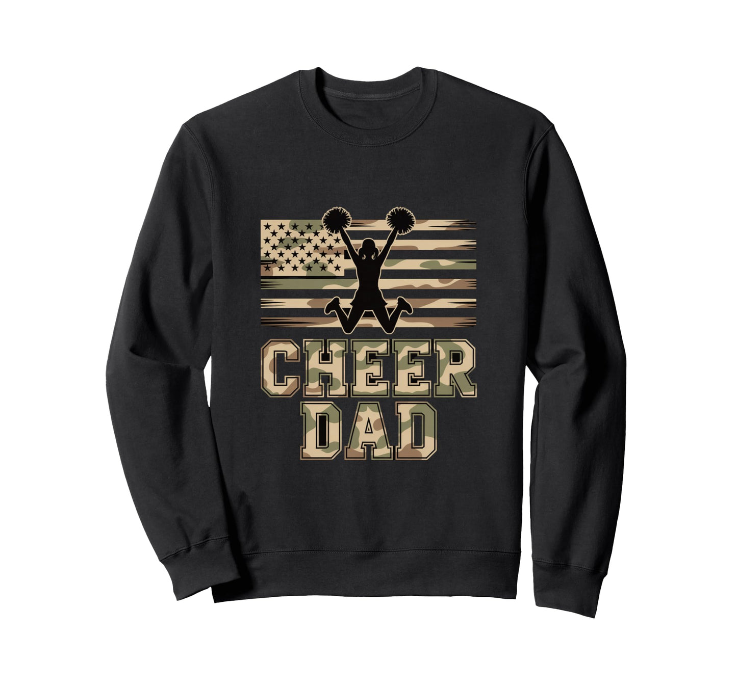 Cheer Dad Camo American Flag Sweatshirt - Minimalist Print Unisex - T-Shirt, Sweatshirt, Hoodie