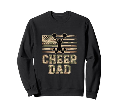 Cheer Dad Camo American Flag Sweatshirt - Minimalist Print Unisex - T-Shirt, Sweatshirt, Hoodie