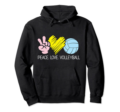 Peace Love Volleyball Volleyball Practise Hoodie - Graphic Print Men Women - T-Shirt, Sweatshirt, Hoodie