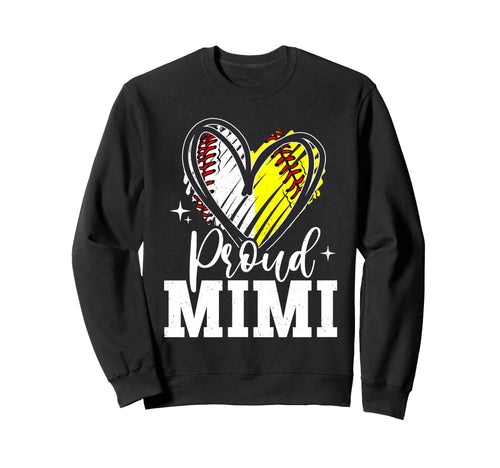 Proud Mimi Baseball Softball Heart Sweatshirt - Novelty Apparel Men Women - T-Shirt, Sweatshirt, Hoodie