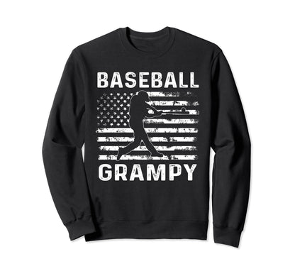 Baseball Grampy Grandpa Usa Flag 4Th July Sweatshirt - Graphic Print Unisex - T-Shirt, Sweatshirt, Hoodie