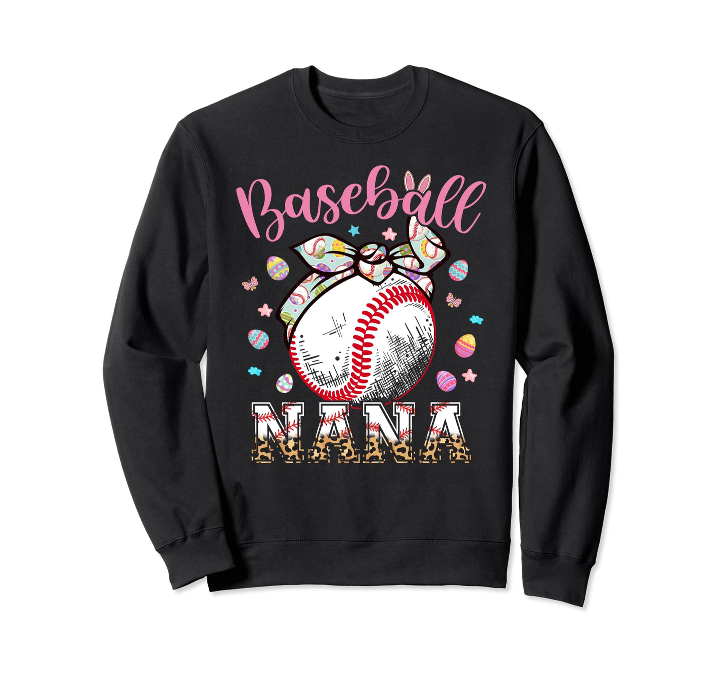 Baseball Nana Headband Leopard Sweatshirt - Casual Everyday Wear Unisex - T-Shirt, Sweatshirt, Hoodie