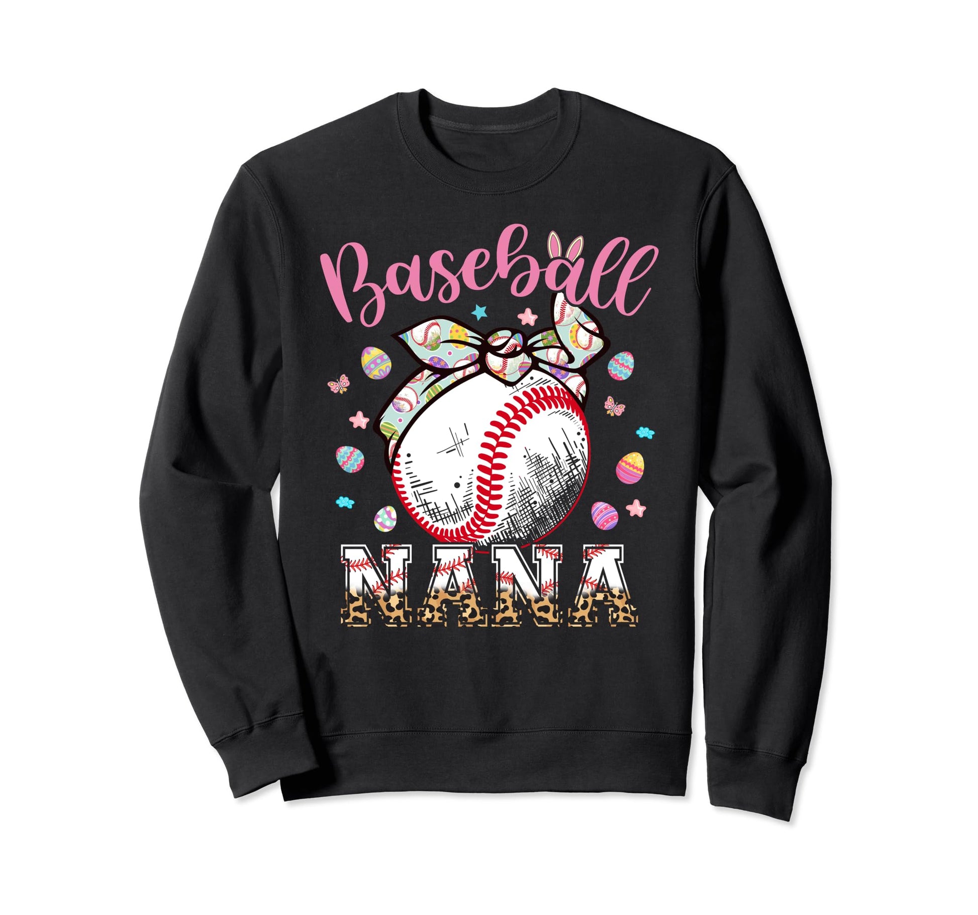 Baseball Nana Headband Leopard Sweatshirt - Casual Everyday Wear Unisex - T-Shirt, Sweatshirt, Hoodie