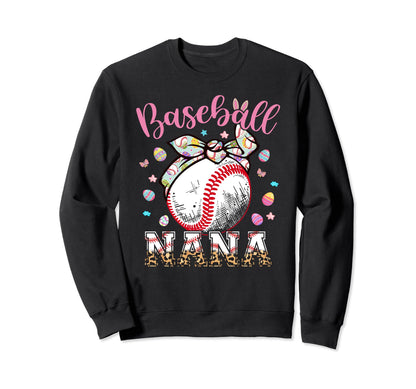 Baseball Nana Headband Leopard Sweatshirt - Casual Everyday Wear Unisex - T-Shirt, Sweatshirt, Hoodie