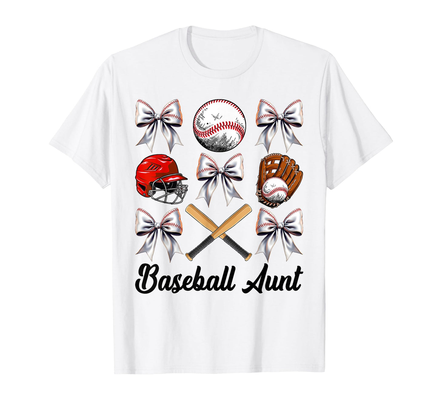 Baseball Aunt Bow Baseball Mom T-Shirt - Minimalist Print Men Women - T-Shirt, Sweatshirt, Hoodie