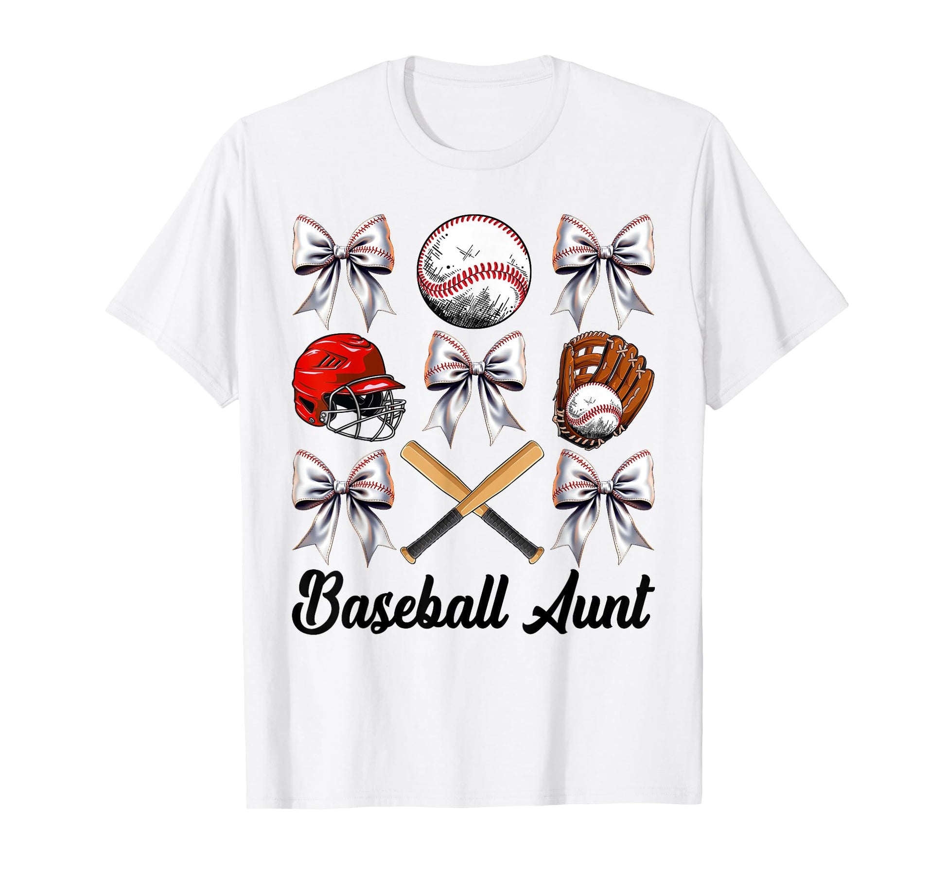 Baseball Aunt Bow Baseball Mom T-Shirt - Minimalist Print Men Women - T-Shirt, Sweatshirt, Hoodie