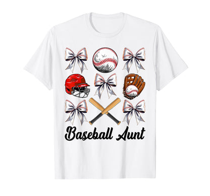 Baseball Aunt Bow Baseball Mom T-Shirt - Minimalist Print Men Women - T-Shirt, Sweatshirt, Hoodie