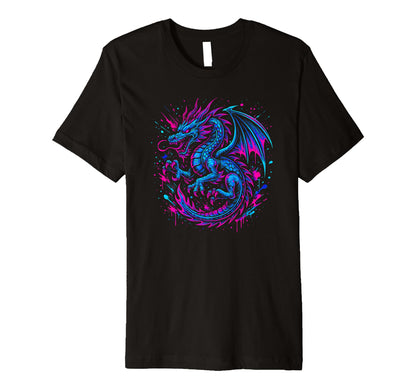 Dragon Vaporwave Paint Splatter 90S Y2K T-Shirt - Trendy Graphic Unisex - T-Shirt, Sweatshirt, Hoodie