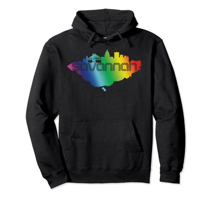 Savannah Skyline Horizon 70S Rainbow Lgbt Hoodie - Minimalist Print Unisex - T-Shirt, Sweatshirt, Hoodie