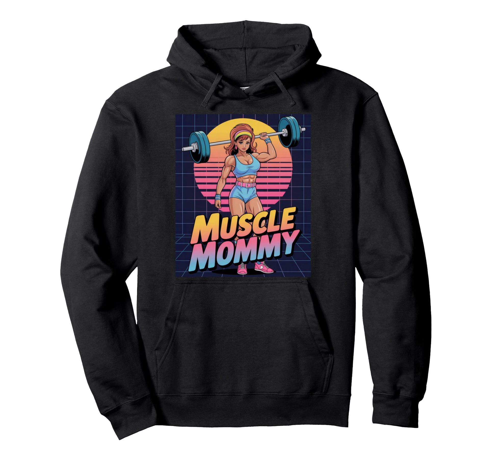 Anime Muscle Mommy Weightlifting Fitness Hoodie - Graphic Print for Adults - T-Shirt, Sweatshirt, Hoodie