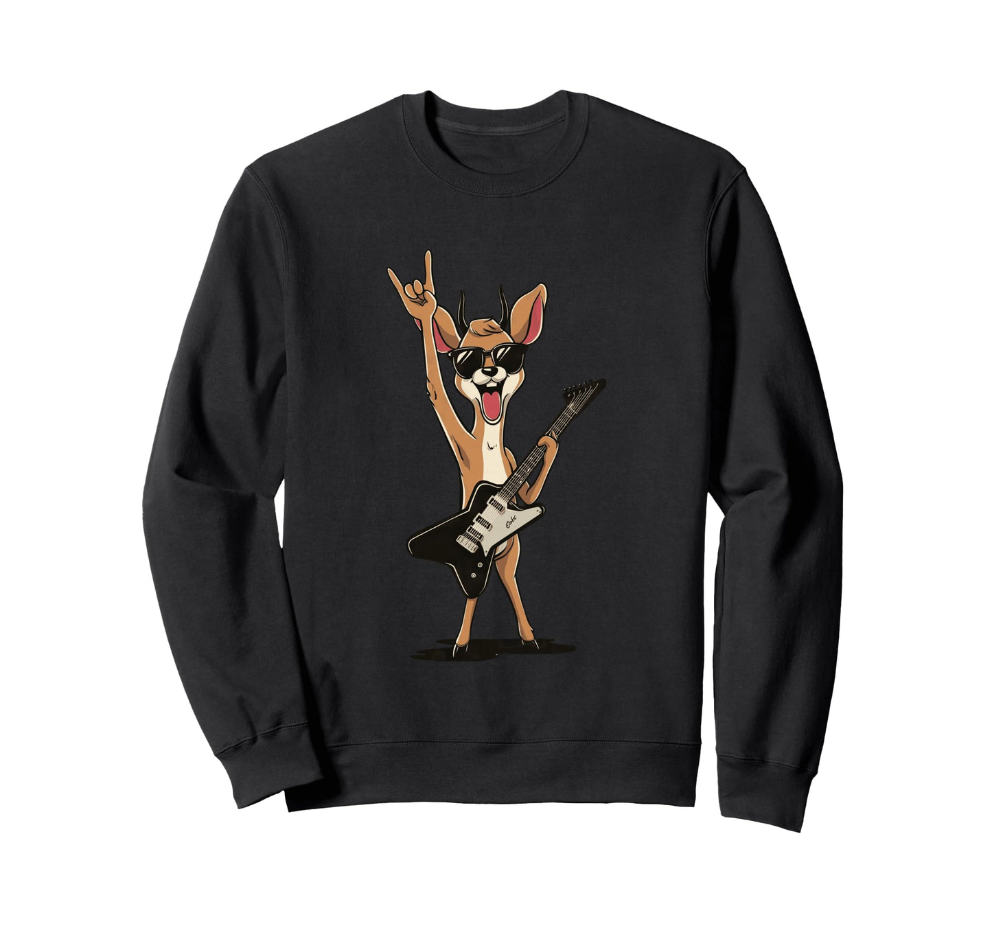 Rock Deer Funny Animal Musician Sweatshirt - Casual Everyday Wear Unisex - T-Shirt, Sweatshirt, Hoodie