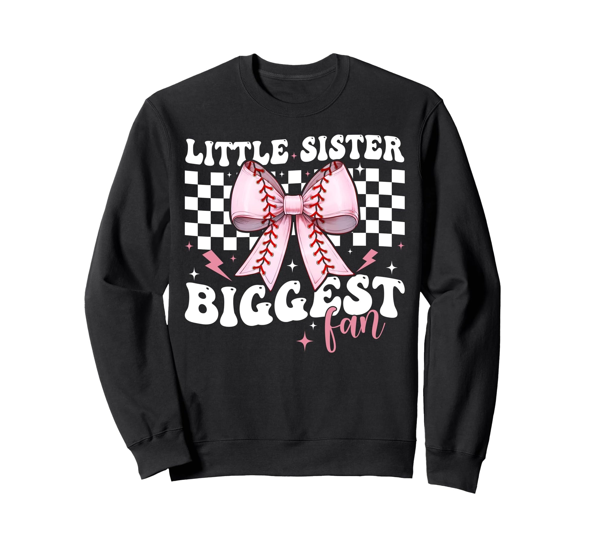 Baseball Sister Coquette Bow Little Sweatshirt - Trendy Graphic Unisex - T-Shirt, Sweatshirt, Hoodie