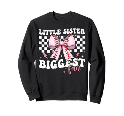 Baseball Sister Coquette Bow Little Sweatshirt - Trendy Graphic Unisex - T-Shirt, Sweatshirt, Hoodie