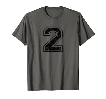 Number 2 Two Varsity Distressed T-Shirt - Casual Everyday Wear Unisex - T-Shirt, Sweatshirt, Hoodie