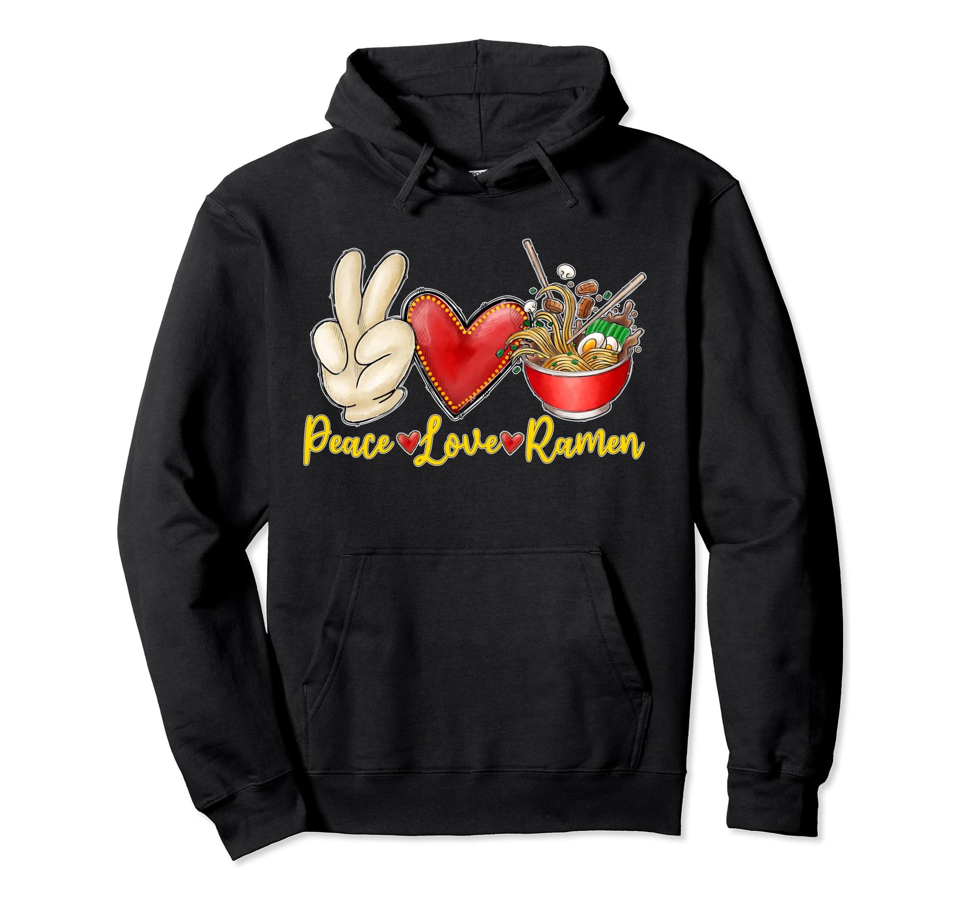 Peace Love Ramen Hoodie - Minimalist Print for Adults - T-Shirt, Sweatshirt, Hoodie