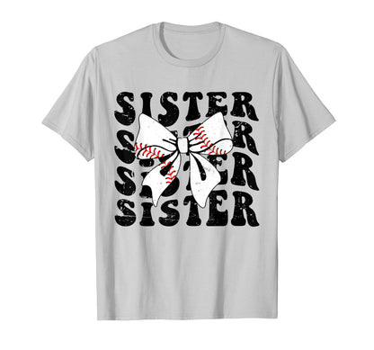Coquette Groovy Baseball Sister Bow T-Shirt - Novelty Apparel Unisex - T-Shirt, Sweatshirt, Hoodie