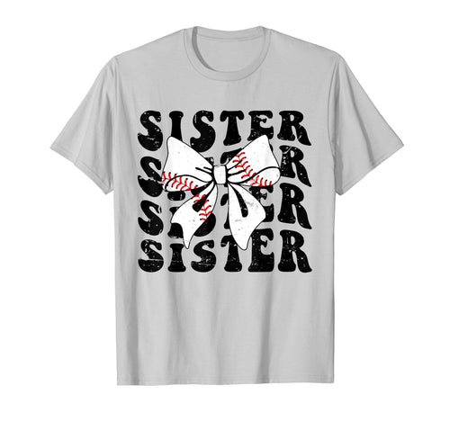 Coquette Groovy Baseball Sister Bow T-Shirt - Novelty Apparel Unisex - T-Shirt, Sweatshirt, Hoodie