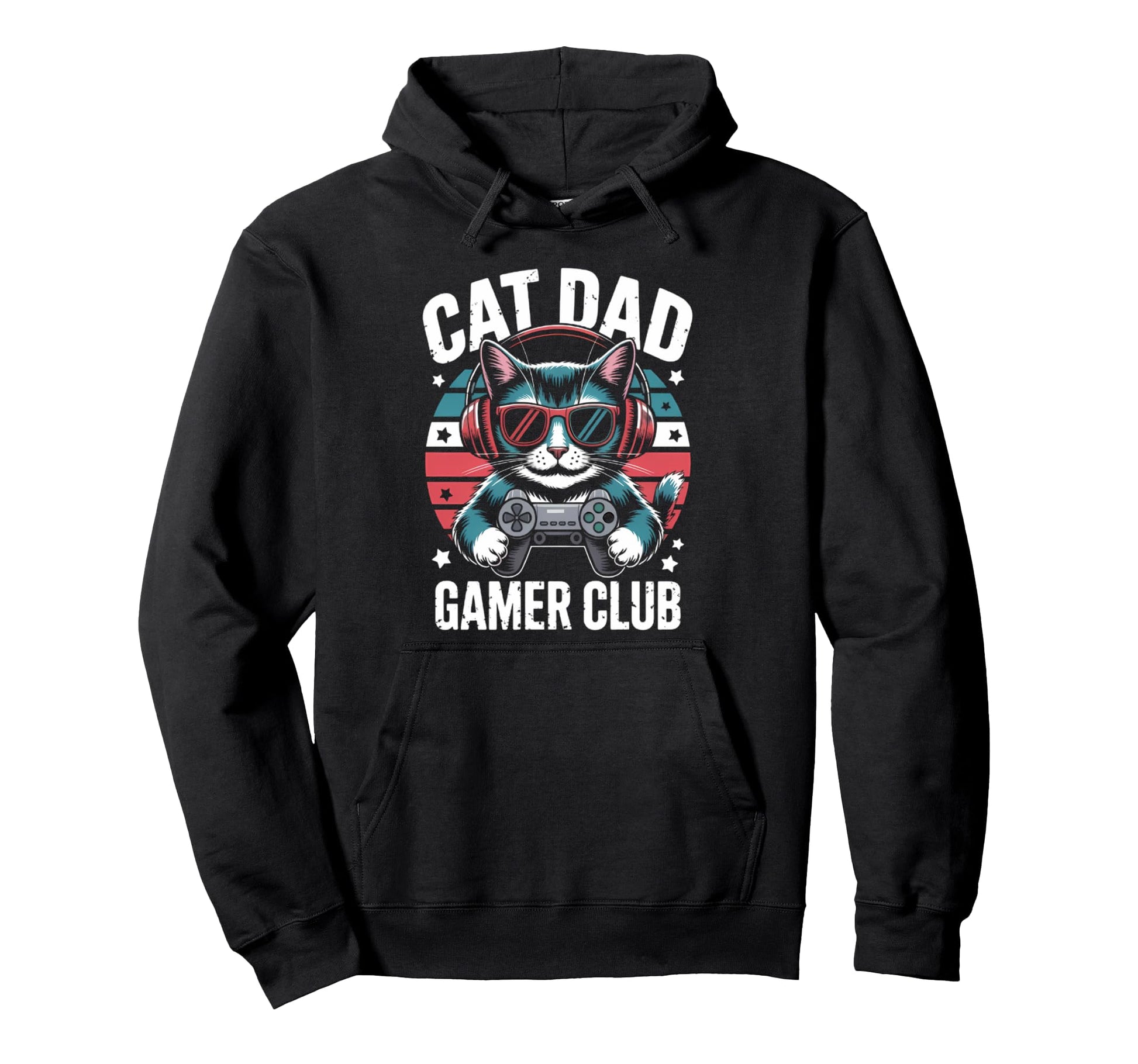 Funny Cat Dad Gamer Club Him Video Hoodie - Aesthetic Graphic Men Women - T-Shirt, Sweatshirt, Hoodie