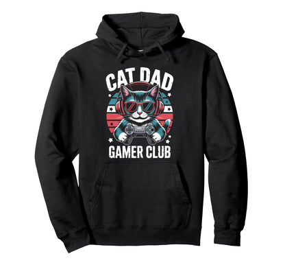 Funny Cat Dad Gamer Club Him Video Hoodie - Aesthetic Graphic Men Women - T-Shirt, Sweatshirt, Hoodie