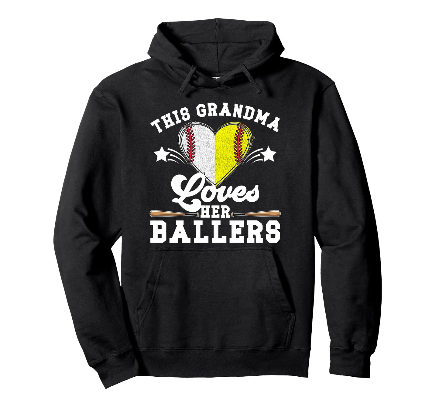 This Grandma Loves Her Ballers Baseball Hoodie - Unique Graphic for Adults - T-Shirt, Sweatshirt, Hoodie