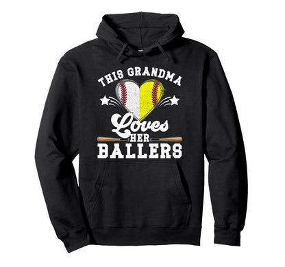 This Grandma Loves Her Ballers Baseball Hoodie - Unique Graphic for Adults - T-Shirt, Sweatshirt, Hoodie
