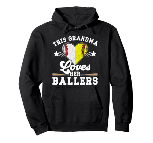 This Grandma Loves Her Ballers Baseball Hoodie - Unique Graphic for Adults - T-Shirt, Sweatshirt, Hoodie