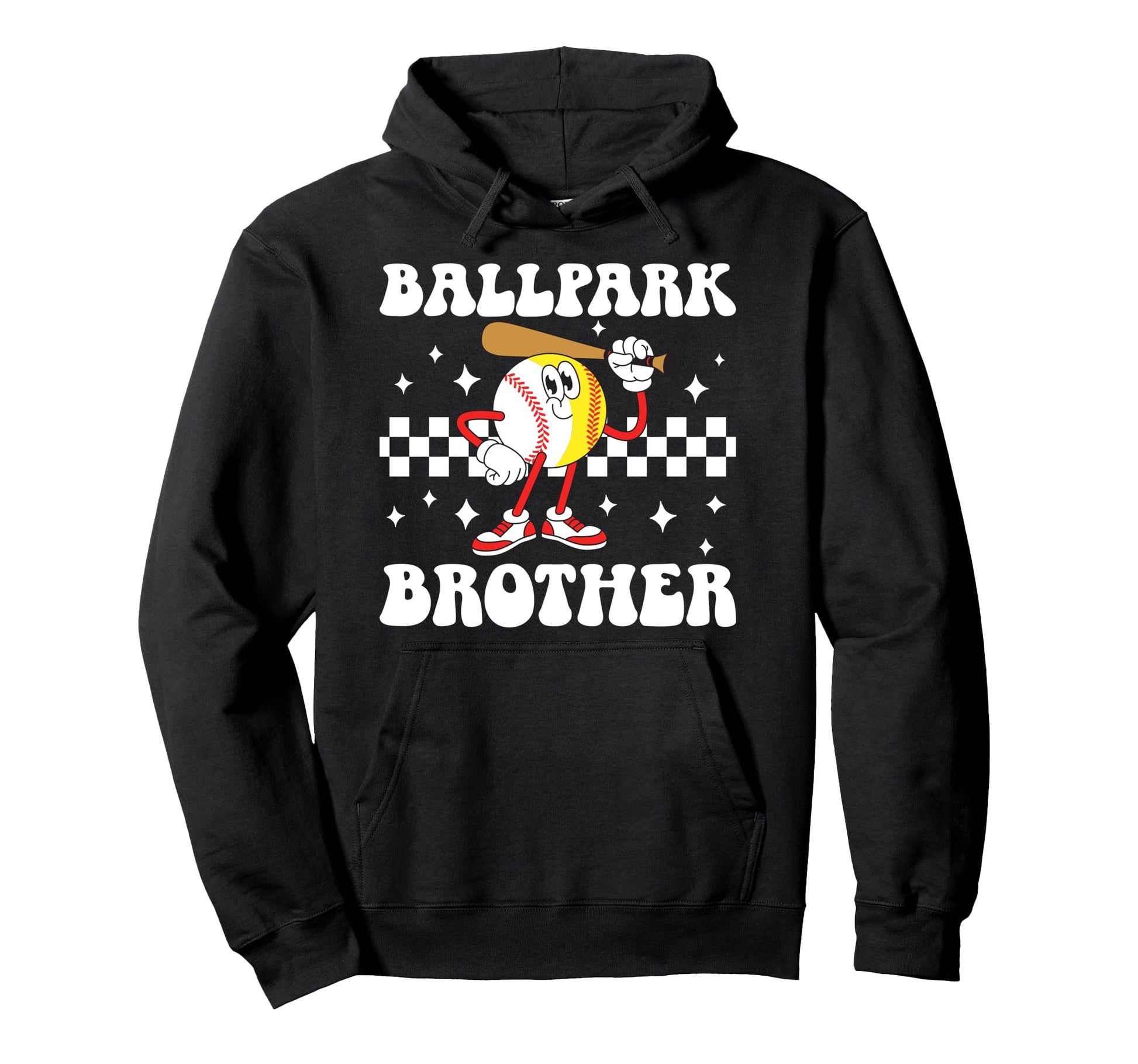 Ballpark Brother Groovy Softball Hoodie - Unique Graphic Men Women - T-Shirt, Sweatshirt, Hoodie