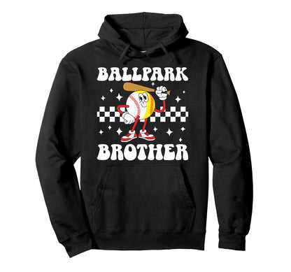 Ballpark Brother Groovy Softball Hoodie - Unique Graphic Men Women - T-Shirt, Sweatshirt, Hoodie