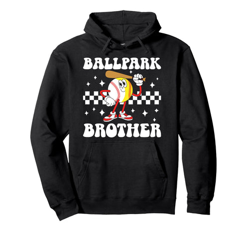 Ballpark Brother Groovy Softball Hoodie - Unique Graphic Men Women - T-Shirt, Sweatshirt, Hoodie