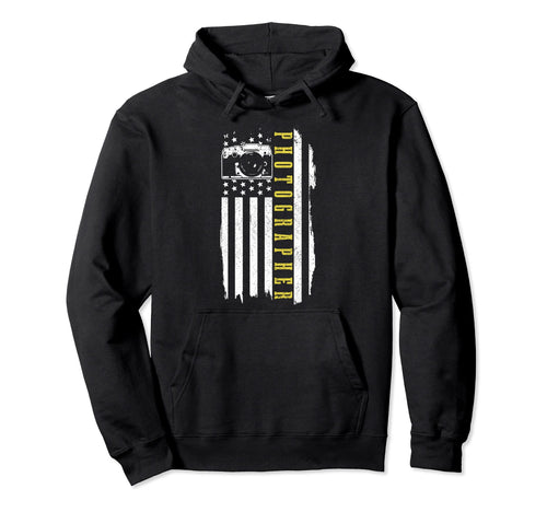 Patriotic Photographer Us Flag Camera Hoodie - Custom Art Print Unisex - T-Shirt, Sweatshirt, Hoodie