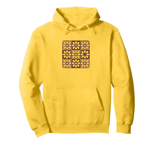 Floral Grid Boho Distressed Flower Hoodie - Unique Graphic for Adults - T-Shirt, Sweatshirt, Hoodie