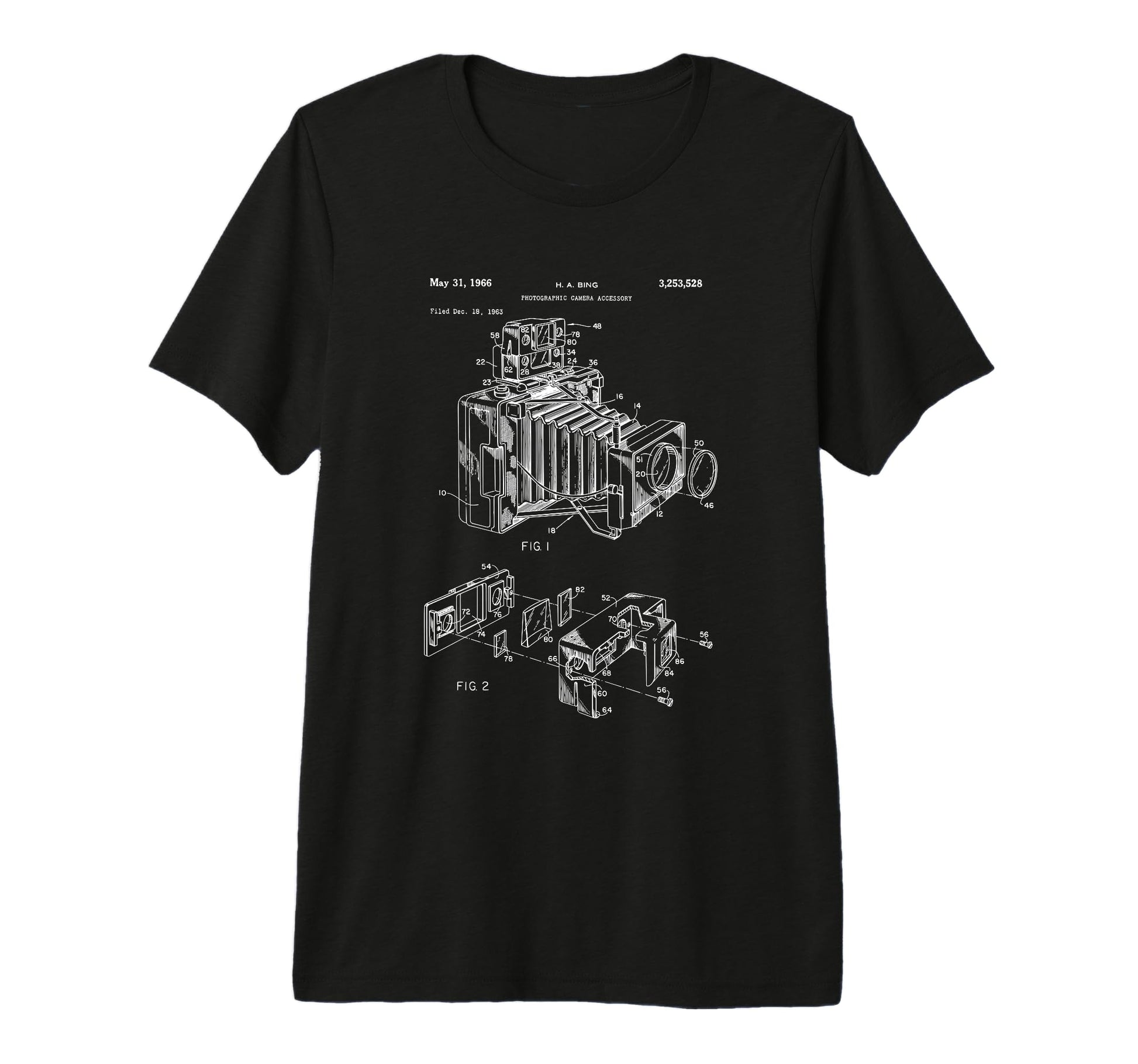 Camera Diagram Patent 1966 T-Shirt - Minimalist Print Men Women - T-Shirt, Sweatshirt, Hoodie